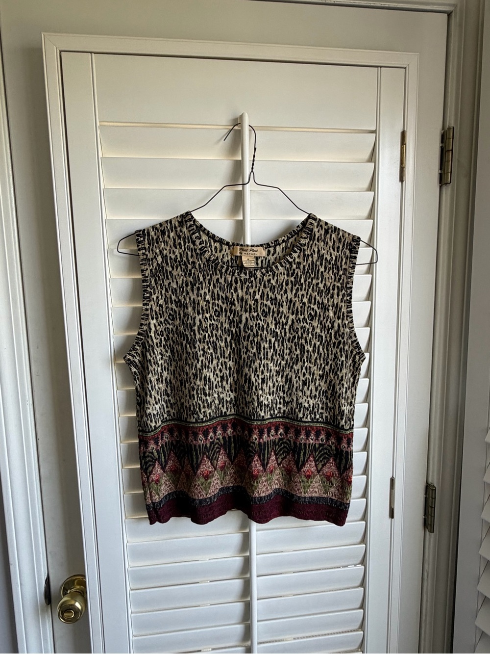 Vintage Pleat Pleat by Rafael Leopard & Aztec Print Tank Top Medium